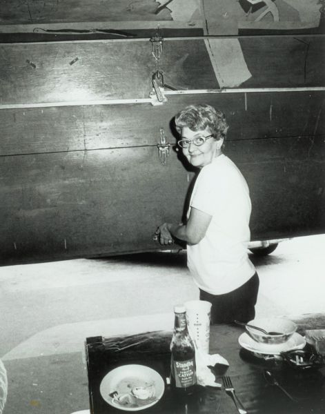 Mo opening the garage door in 1965