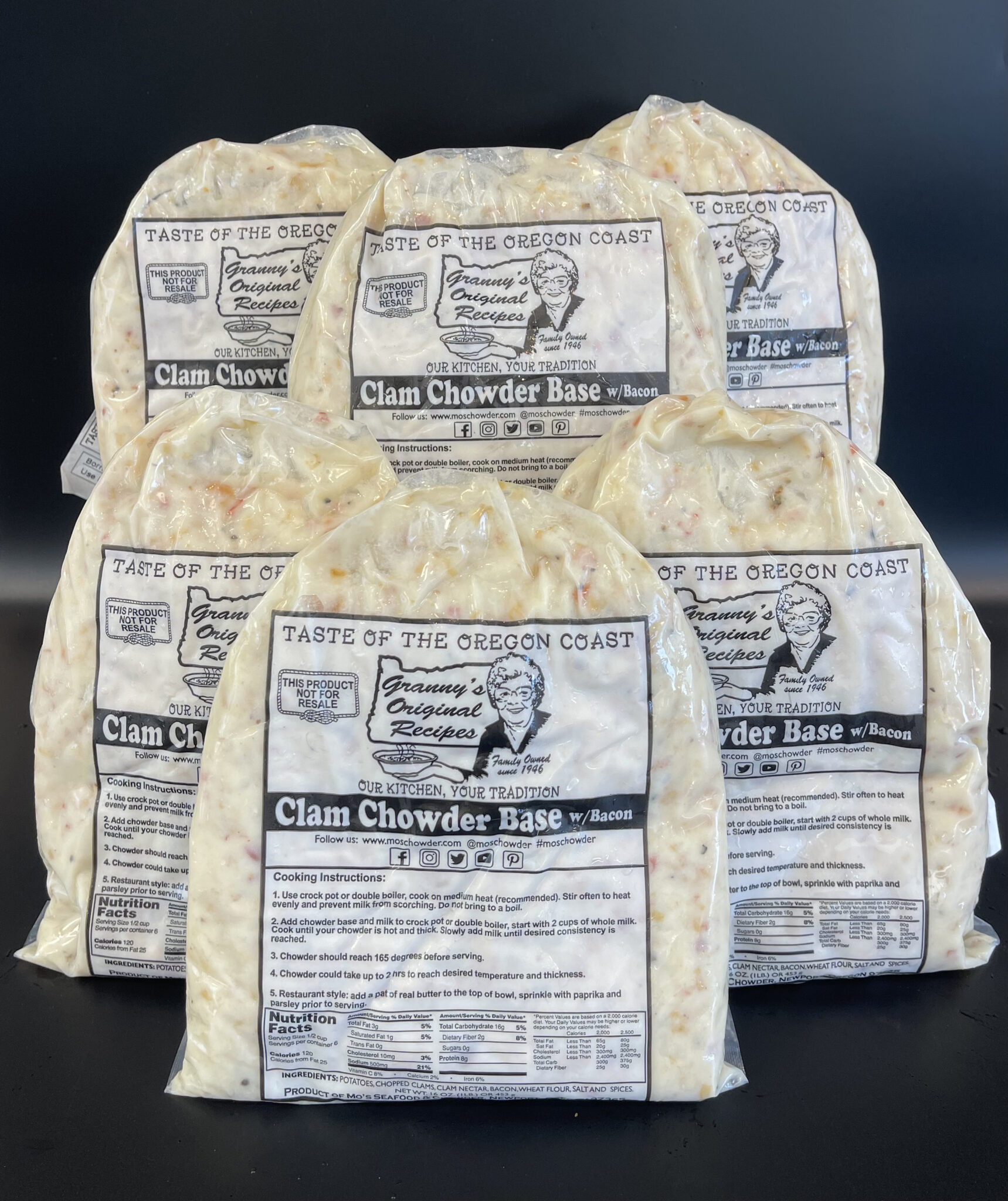 Six 32 oz Bags of Mo’s Clam Chowder Mo's Seafood and Chowder