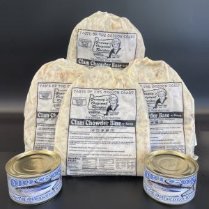 Two 7.5 oz Cans Line Caught of Albacore Tuna, and Four 32 oz Bags of Mo’s Clam Chowder